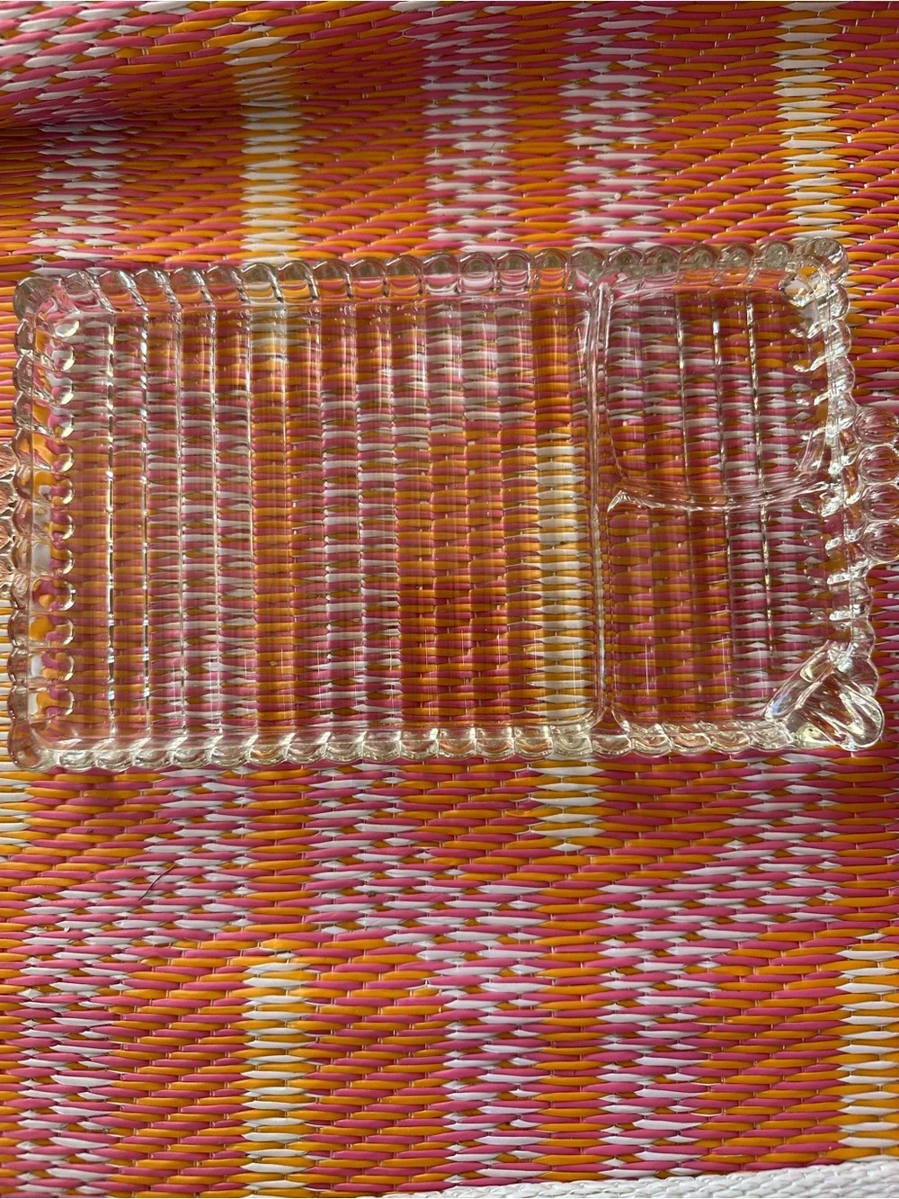 Vintage hazel atlas Clear Glass Sectioned Serving Tray with glass